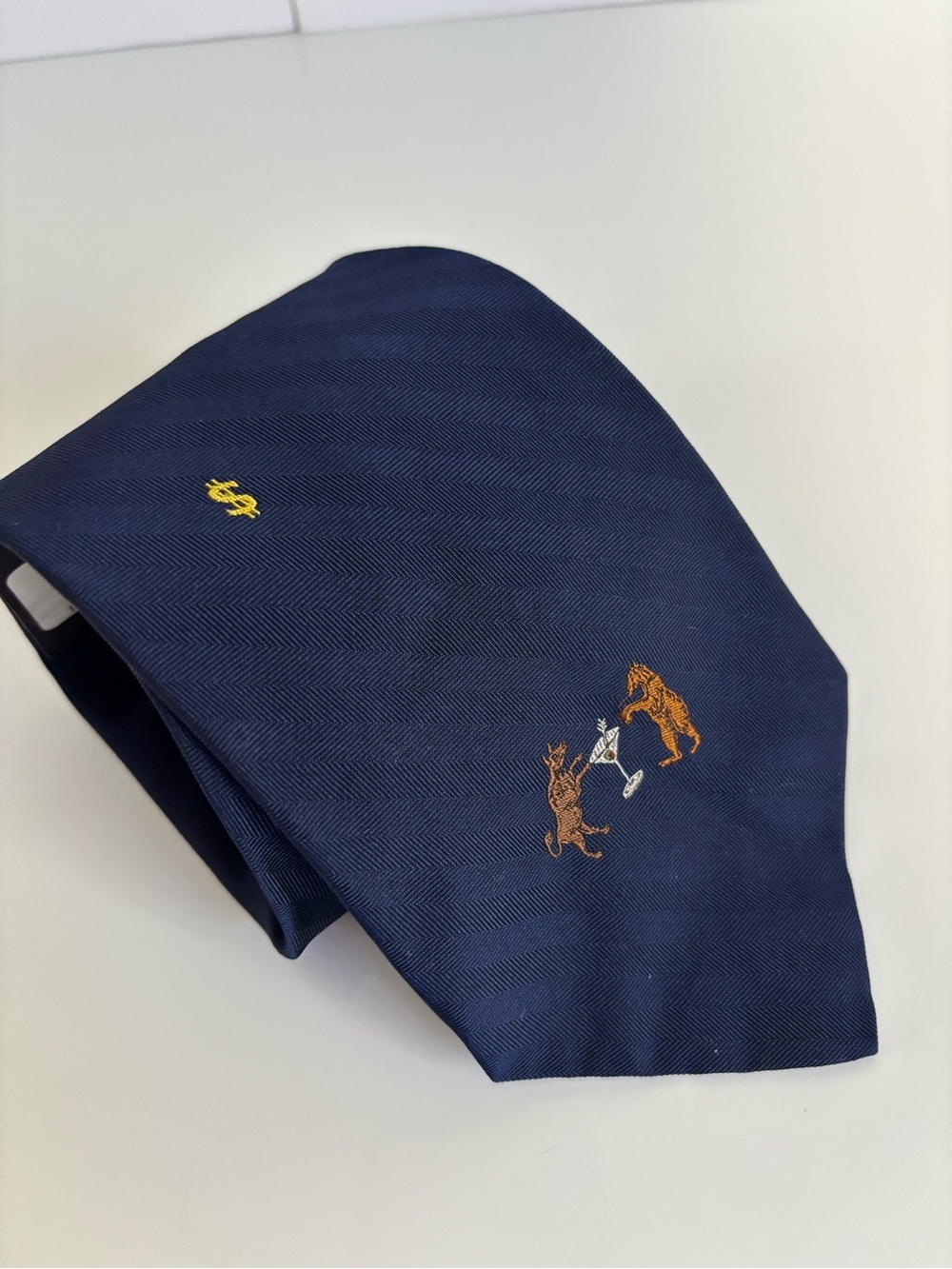 Vintage Nicole Miller Wall Street Money Martini Silk Tie NWT Financial District